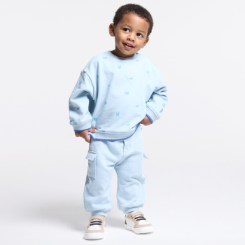 بلوفر قماش، اللون بيج، عليه رسوم حيوانات، للصبي الصغير 